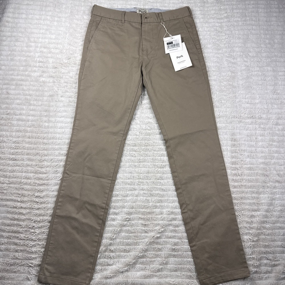 NEW Perk Feel Good Chinos Men's 29x30" Slim Fit Stretch Dark Khaki Pants NWT